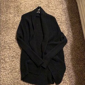 Black copper key cable knit cardigan